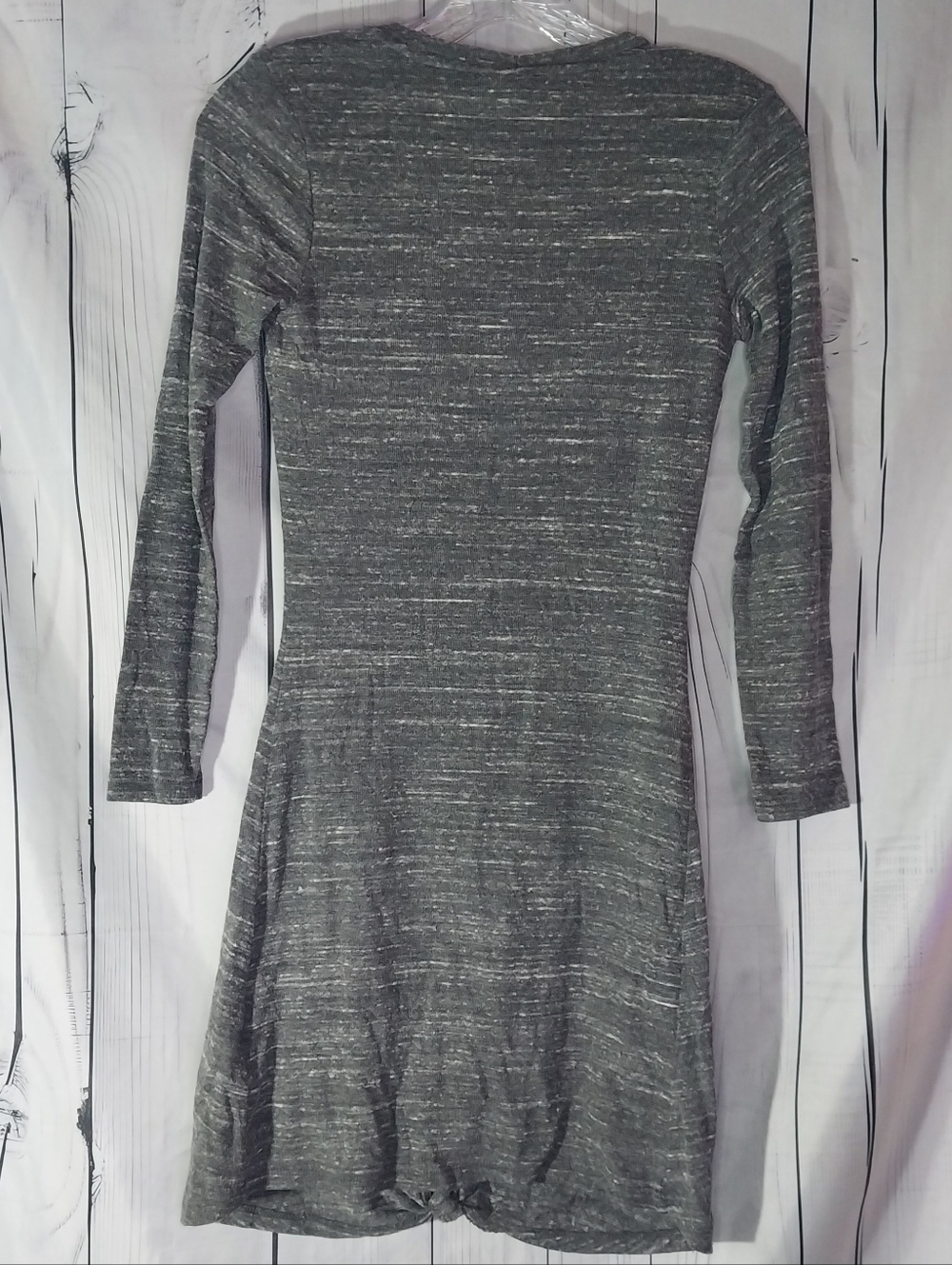 Dolan Athropologie Gray Knit Long-Sleeve Cozy Soft Twist-Hem Casual Chic Dress - Picture 2 of 9